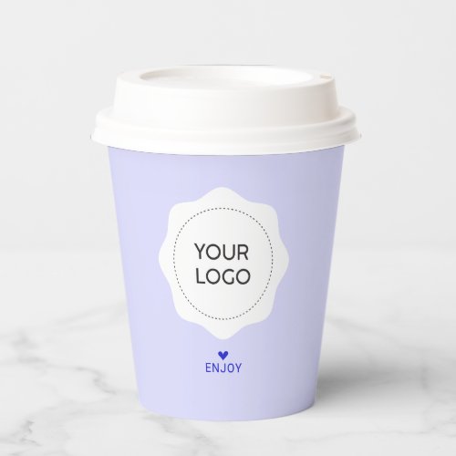 Simple Lavender  Purple Business Logo Custom Paper Cups