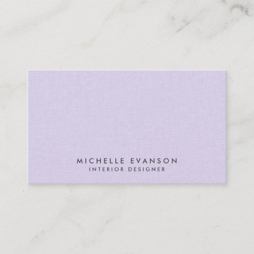 Simple Lavender Purple Linen Professional Business Card