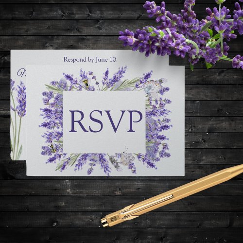 Simple Lavender Sprig  RSVP Card