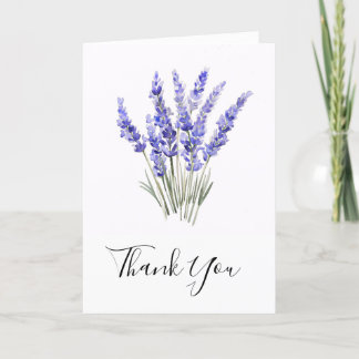 Simple Lavender Sprigs Flowers Watercolor  Thank You Card