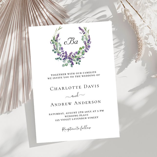 Simple lavender violet florals elegant wedding invitation (Creator Uploaded)