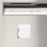 Simple Lavender  Wedding Save our Date  Magnet<br><div class="desc">Simple Wedding Save our date.  White Background.   Green text.  Greenery.  Watercolor lavender.  Magnet.</div>