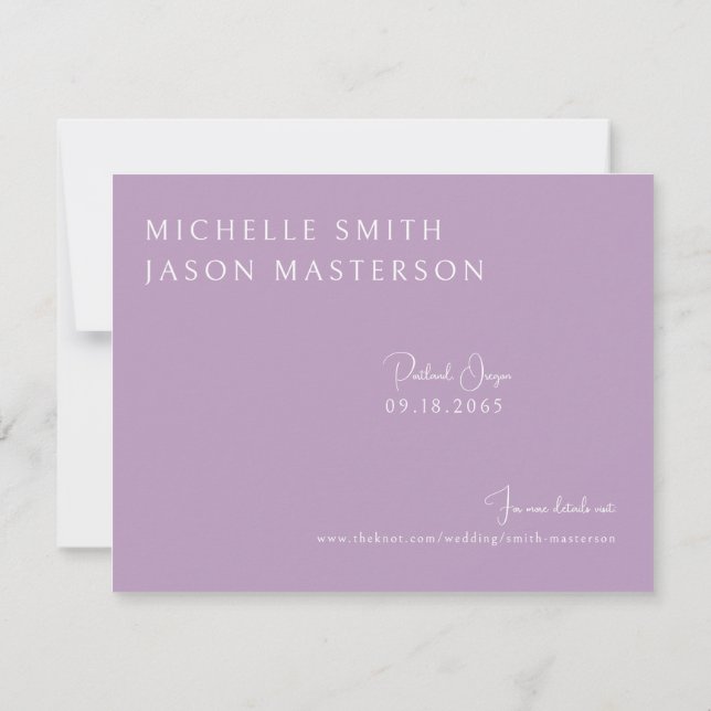  Simple Lavender Wedding Save the Date (Back)