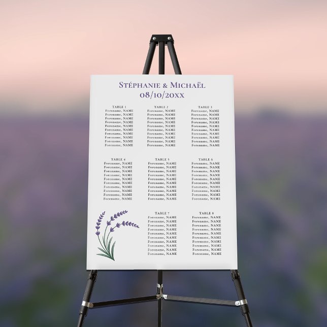 Simple Lavender Wedding Seating Charts Foam Board (Lavender Wedding Seating Charts Foam Board)