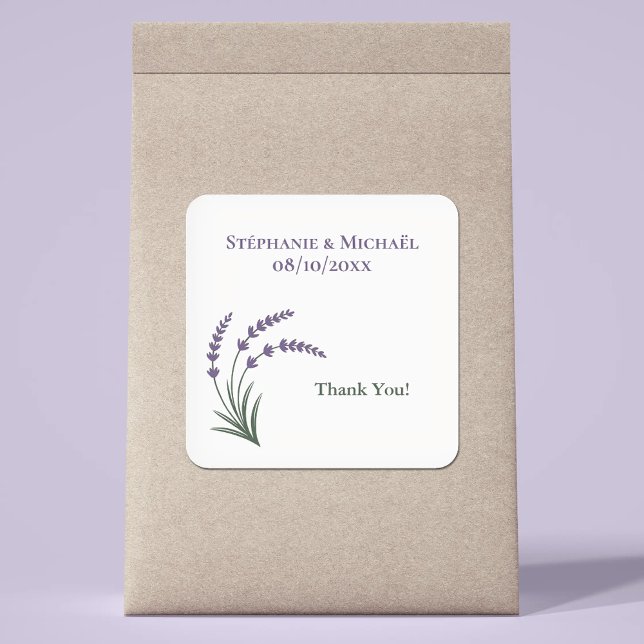 Simple Lavender Wedding Square Sticker (Simple Lavender Wedding Square Sticker)