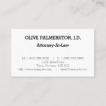 This simple business card design features a name, profession and contact info that can be personalized. Business cards such as these might be used by a professional such as a consultant or an attorney.