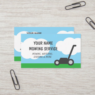 Simple lawn mowing service business card template