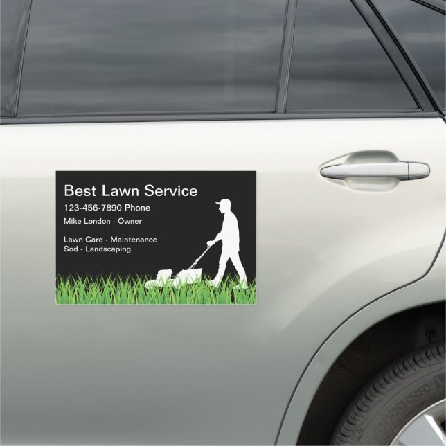 Simple Lawn Service Car Magnetic Car Magnets (In Situ)