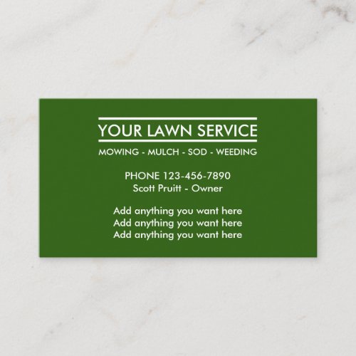 Simple Lawn Services Business Card