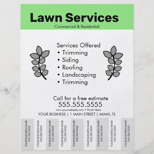 Simple Lawn Services Template Photo Tear Off Flyer