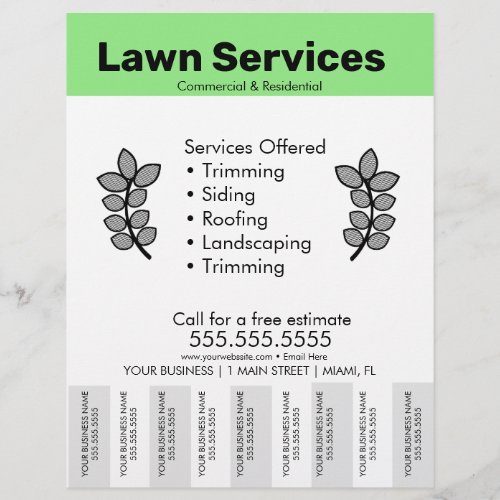 Simple Lawn Services Template Photo Tear Off Flyer