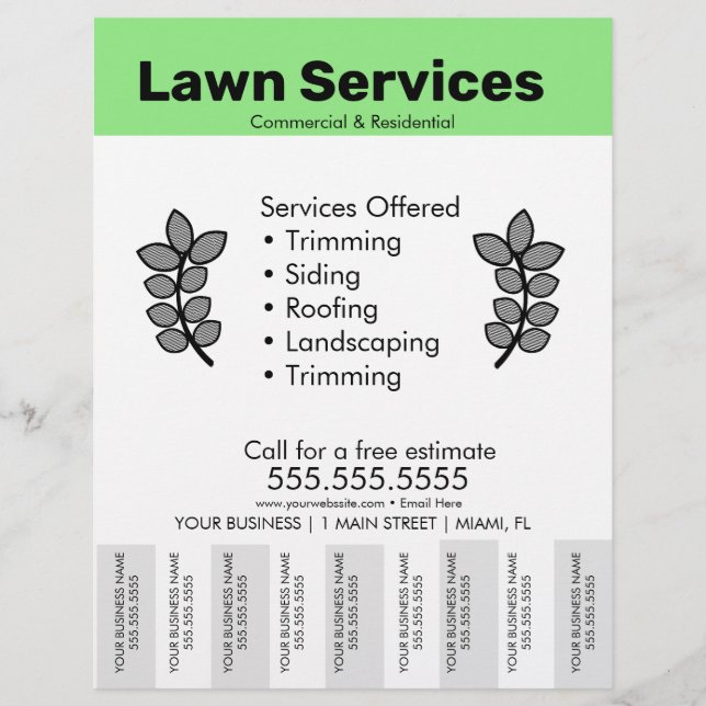 Simple Lawn Services Template Photo Tear Off Flyer (Front)
