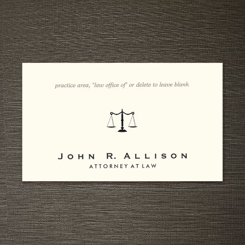 Simple Lawyer Attorney Sophisticated  Ivory Business Card