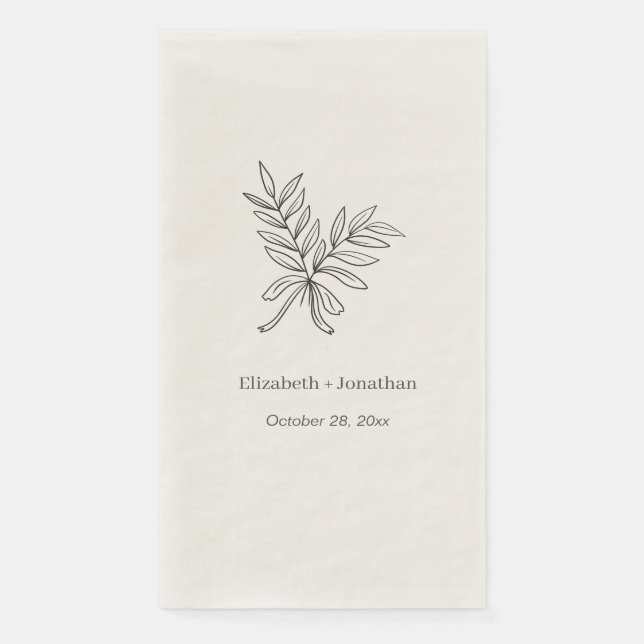 simple Leaf Bouquet Wedding Engagement Bridal Show Paper Guest Towels (Front)