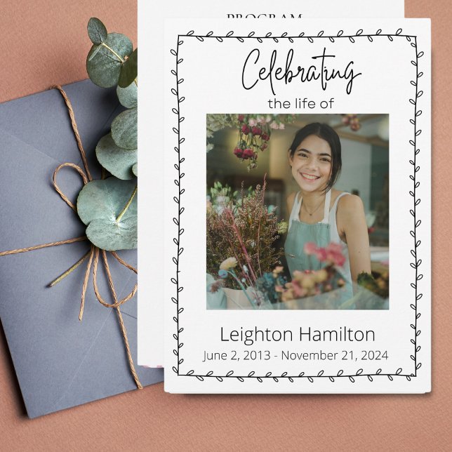 Simple Leaf Funeral Celebration of Life Program (Creator Uploaded)