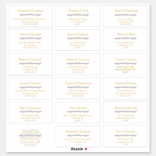 Simple Leaf Gold Wedding Guest Address Labels
