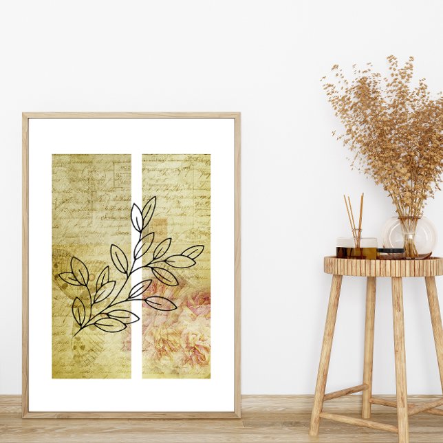 Simple Leaf Line Art Outline Butterfly Background Poster (Creator Uploaded)