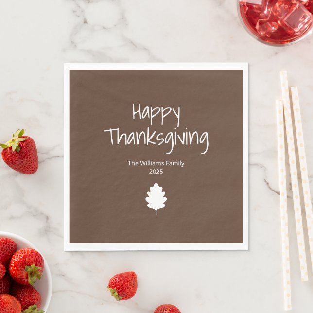 Simple Leaf Modern Family Thanksgiving Napkins (Insitu)