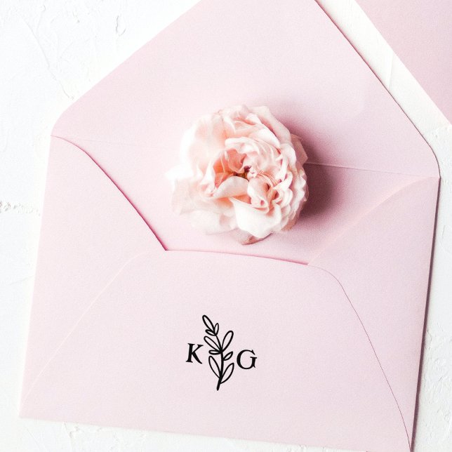 Simple Leaf Monogram  Rubber Stamp (Creator Uploaded)