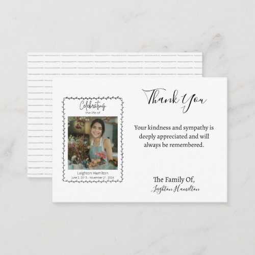 Simple Leaf Photo Sympathy Thank You Card