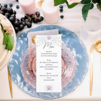 Simple Leaf & Pink Lotus with Mandala Wedding Menu