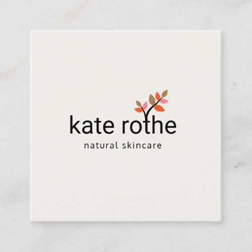 Simple Leaf Sprig Natural Organic Beauty Square Business Card