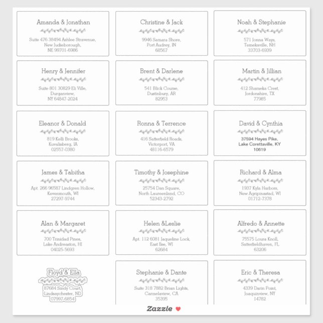 Simple Leaf Wedding Guest Address Labels (Sheet)