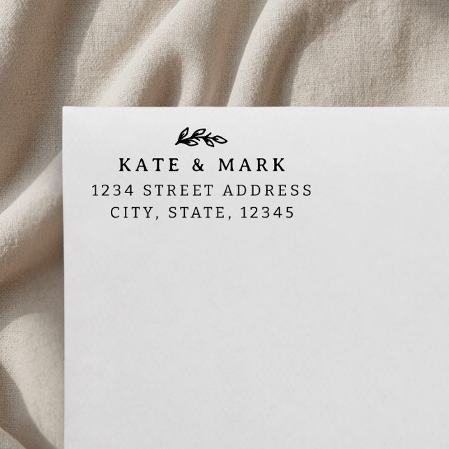 Simple Leaf Wedding Return Address Rubber Stamp (Creator Uploaded)