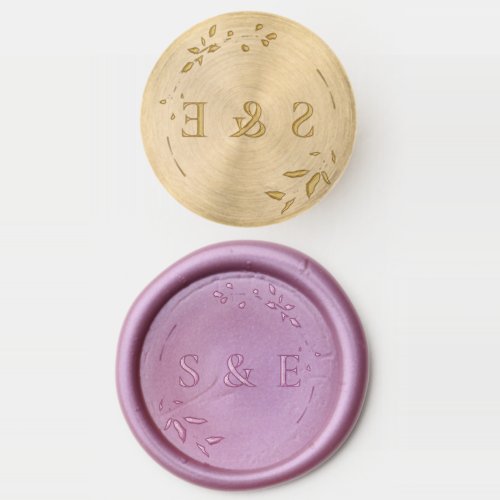 Simple Leaf Wreath and Monogram Wax Seal Stamp