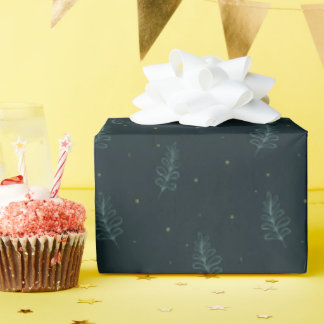 Simple Leaves and Golden Dots Wrapping Paper