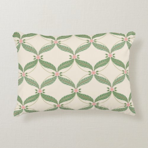 Simple Leaves Flowers Grid Pattern Accent Pillow