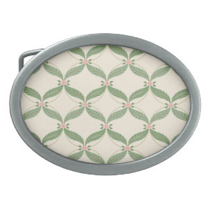 Simple Leaves Flowers Grid Pattern Belt Buckle