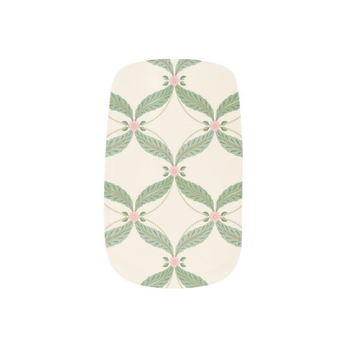 Simple Leaves Flowers Grid Pattern Minx Nail Art