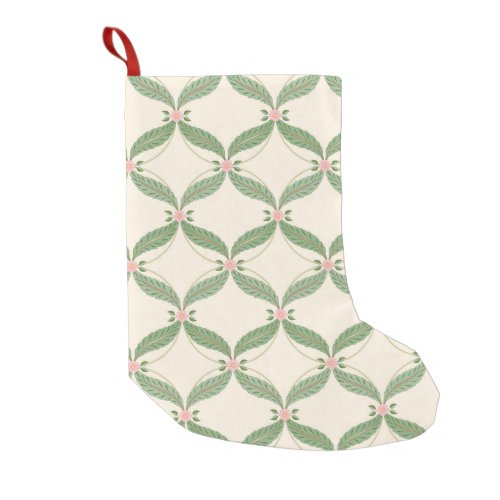 Simple Leaves Flowers Grid Pattern Small Christmas Stocking