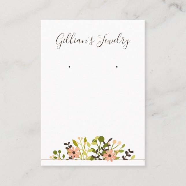 Simple Leaves Flowers Necklace & Earring Display Business Card (Front)