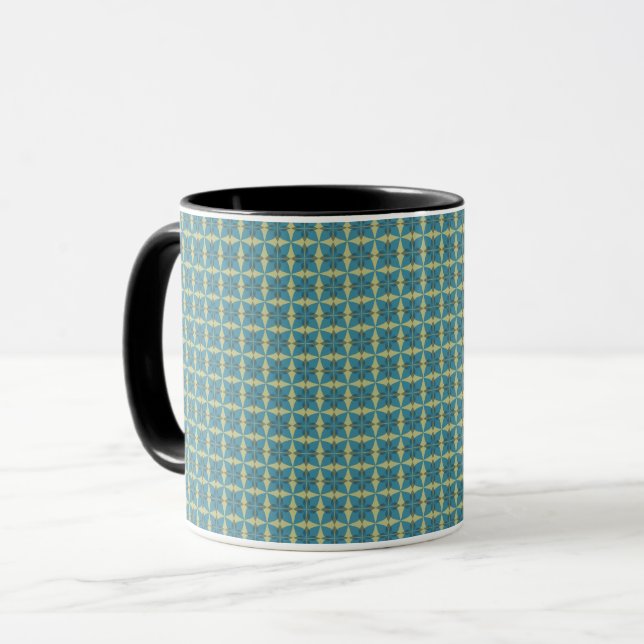 Simple leaves pattern in blue mug (Front Left)