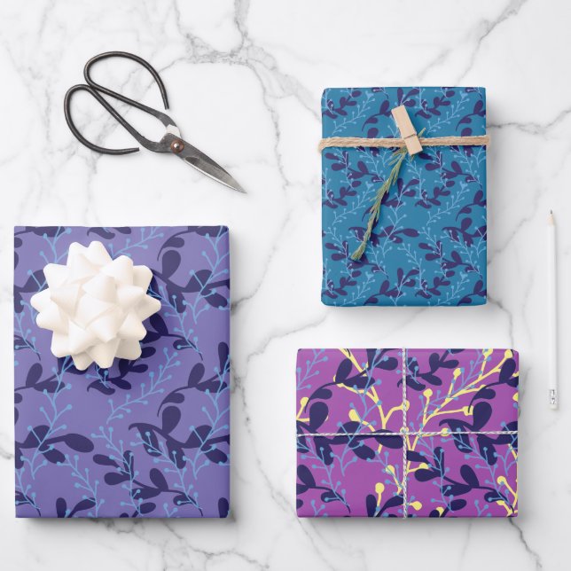 Simple Leaves Pattern  Wrapping Paper Sheets (Front)