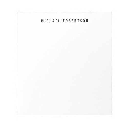 Simple Legible Name Elegant Minimalist Black White Notepad