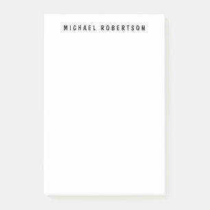 Simple Legible Name Elegant Minimalist Black White Post-it Notes