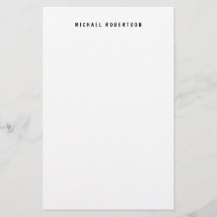Simple Legible Name Elegant Minimalist Black White Stationery