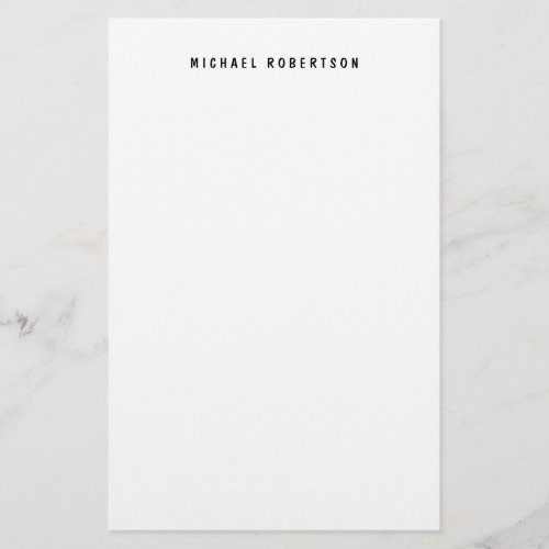 Simple Legible Name Elegant Minimalist Black White Stationery