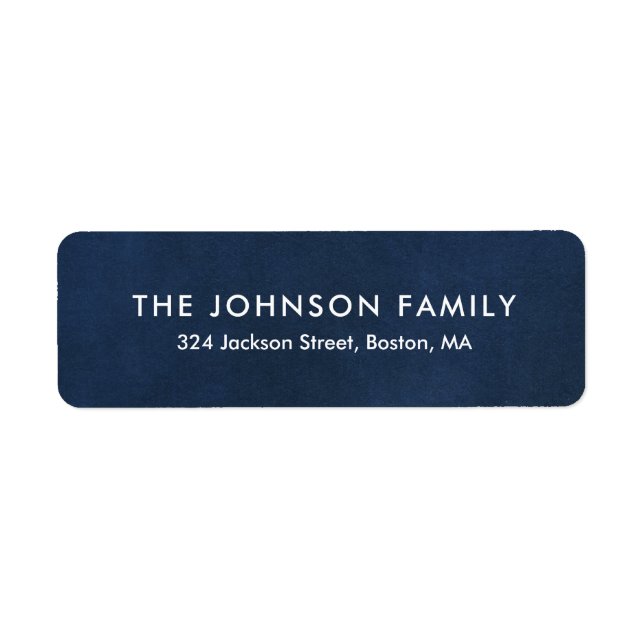 Simple Legible Navy Return Address Label (Front)