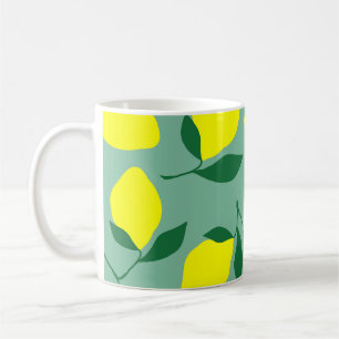 Simple Lemon, Green Background Print. Coffee Mug