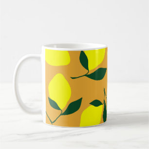 Simple lemon pattern, orange background. coffee mug