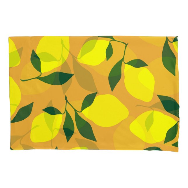 Simple lemon pattern, orange background. pillow case (Front)