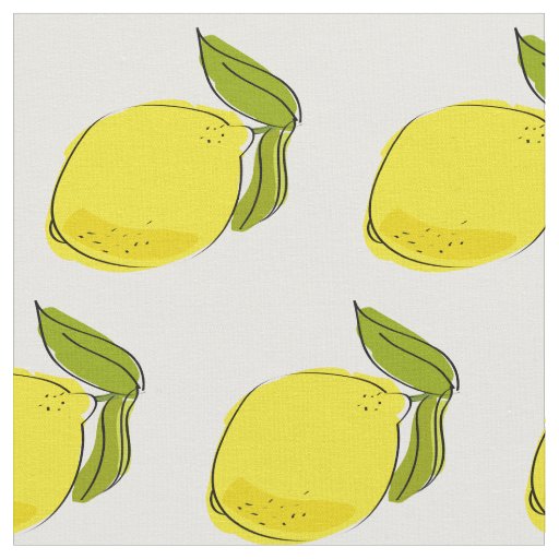 Simple Lemon Pattern White Fabric