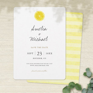 Simple Lemon Save the Date Invitation Flat Card
