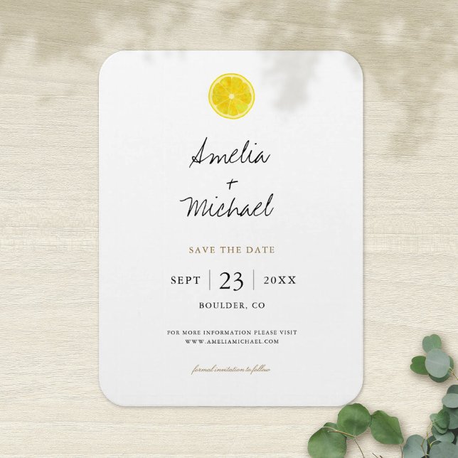 Simple Lemon Save the Date Magnet (Creator Uploaded)