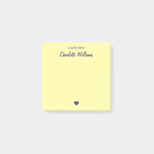 Simple Lemon Yellow Custom Name Teacher Post_it Notes