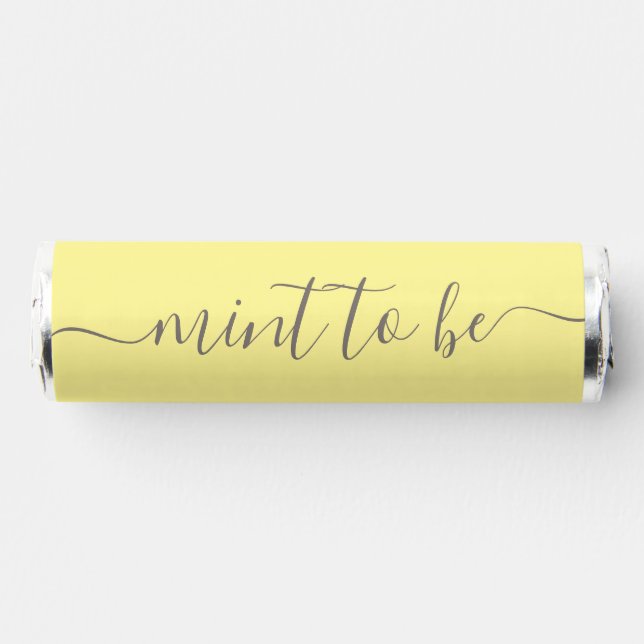 Simple Lemon Yellow "Mint to Be" Favor Label (Front)